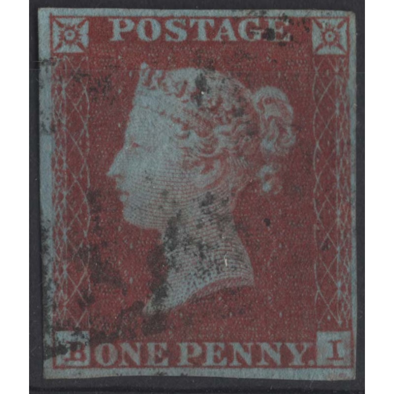 GB 1841 1d red plate 106 BI fine used, 4 margins - missing imprimatur