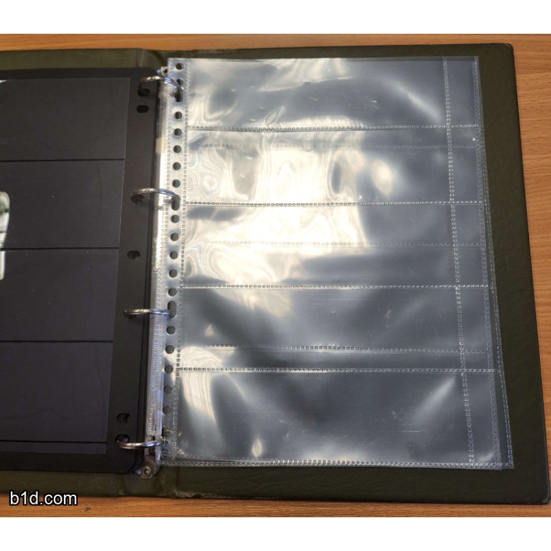 Green 4 ring binder/album with 5 black pages 2 clear