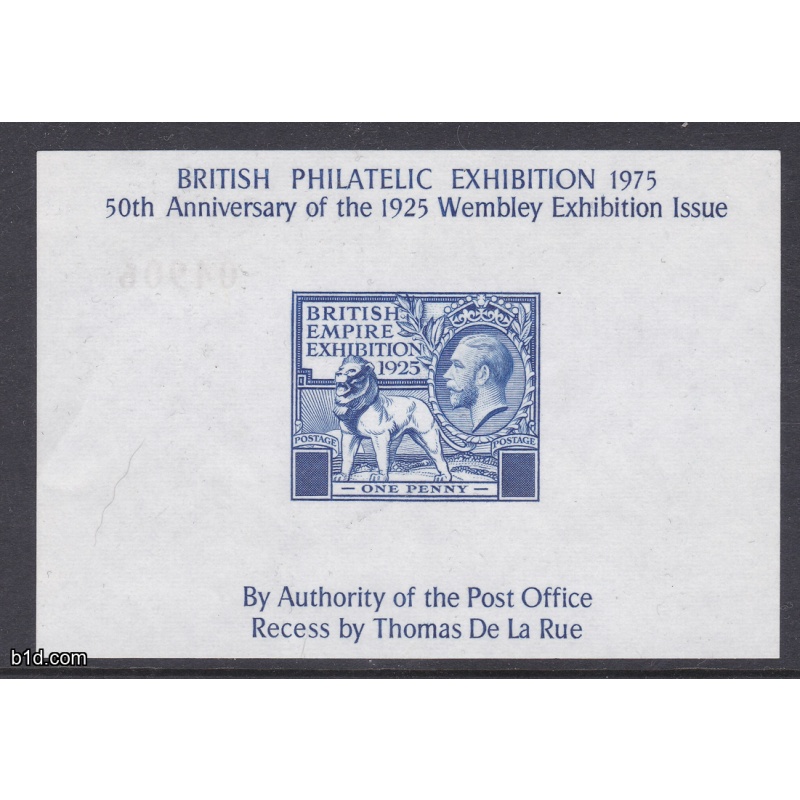 British philatelic exhibition 1975 souvenir sheet no. 04906 De la rue