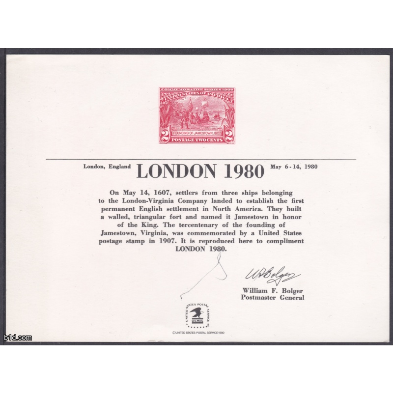 USA london 1980 philympia souvenir card set of 2