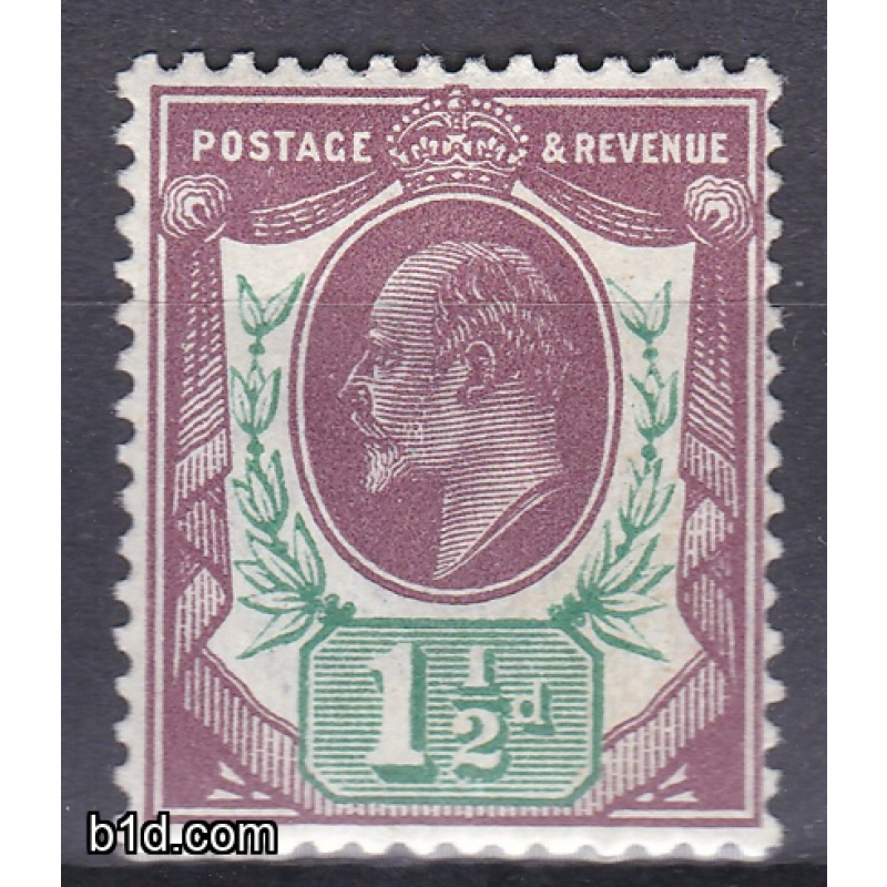 Sg287 M10(1) 1½d Reddish purple + Bright Green Mounted Mint