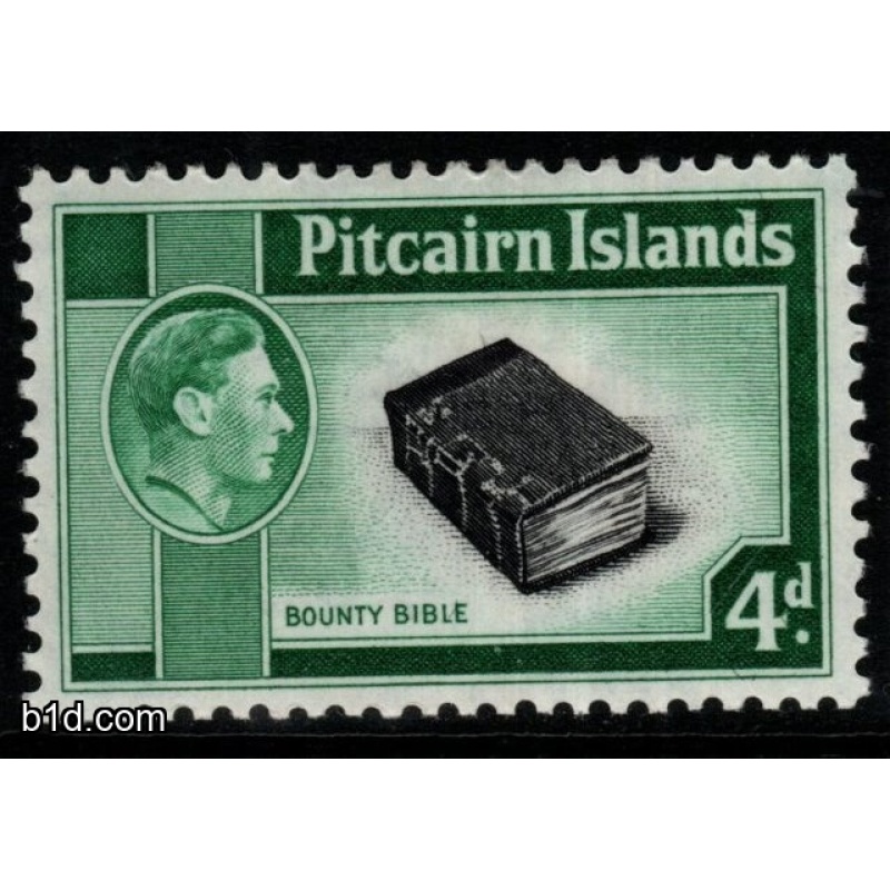 PITCAIRN ISLANDS SG5b 1951 4d BLACK & EMERALD-GREEN MTD MINT