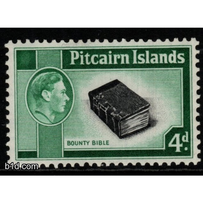 PITCAIRN ISLANDS SG5b 1951 4d BLACK & EMERALD-GREEN MTD MINT